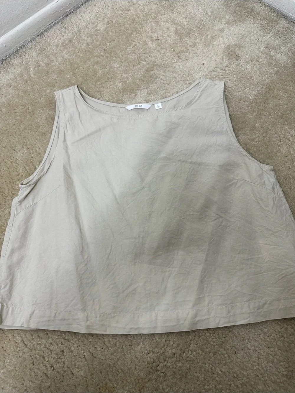 Uniqlo Linen Blend Blouse in Natural Color Size Large